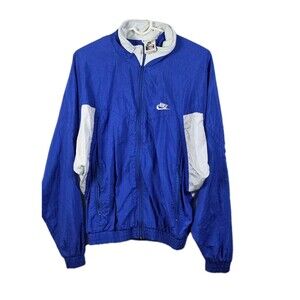 Vintage 90s Nike Elite Men's Large Blue / White Windbreaker